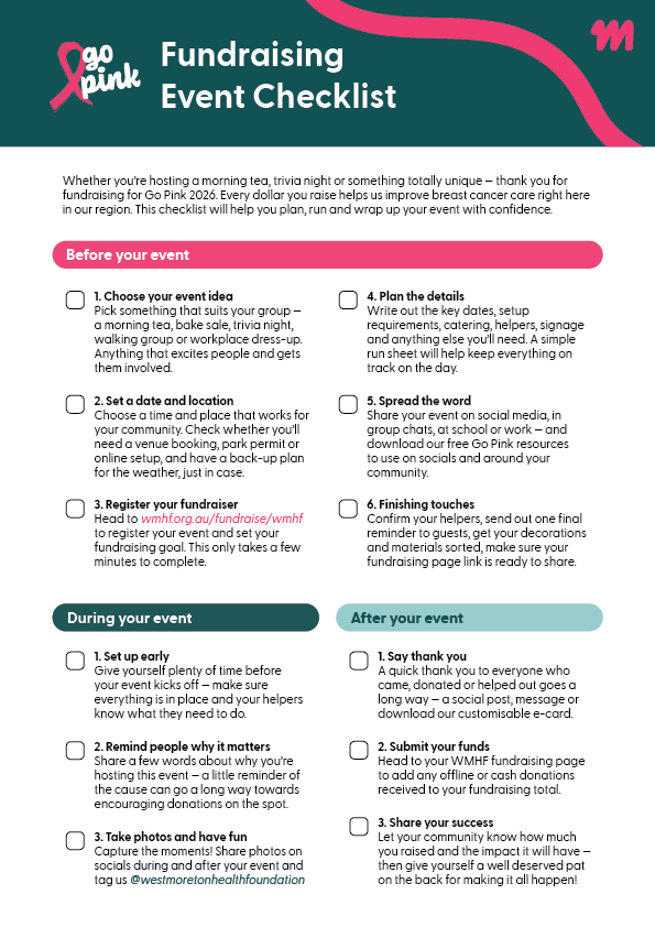 Fundraising Event Checklist