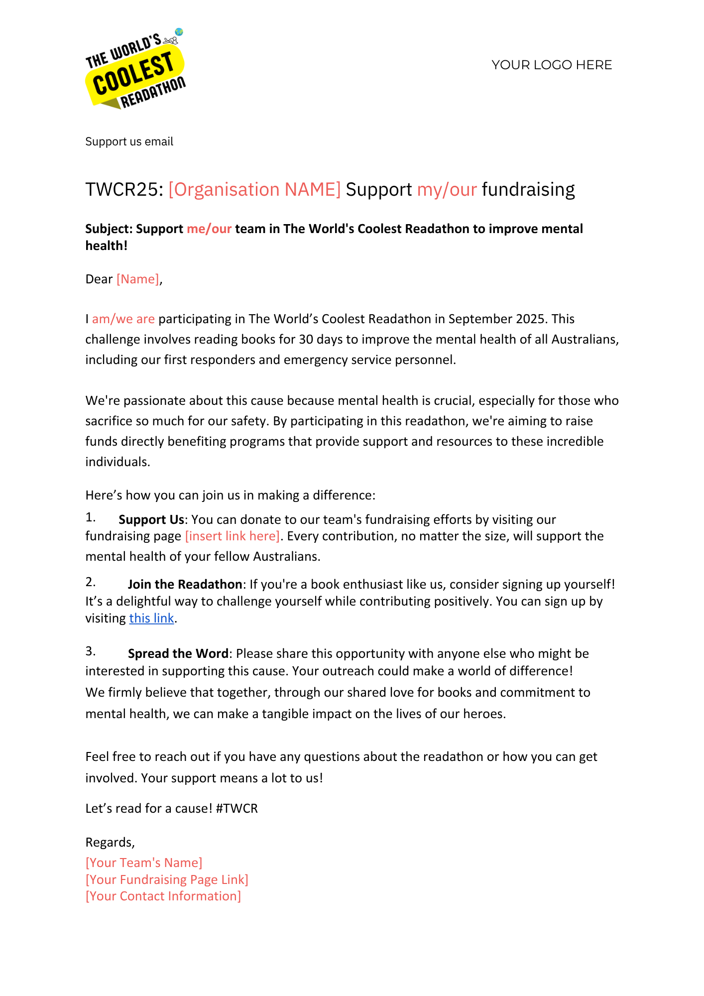 Fundraising Email Template