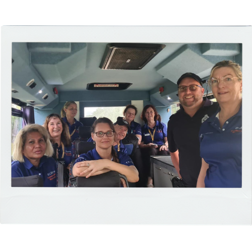 Our Community Recovery team are on a bus together, travelling up to a flood affected community in North Queensland
